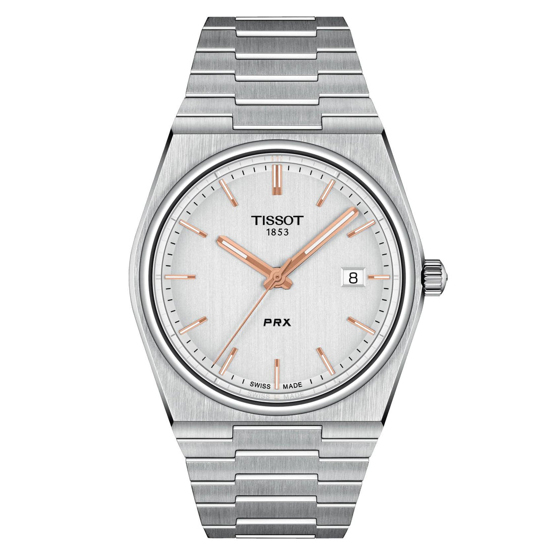 Orologio Uomo Tissot PRX Acciaio Quarzo Data Bianco Satinato T1374101103100
