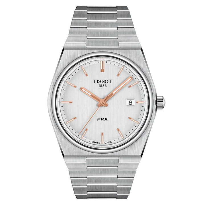 Orologio Uomo Tissot PRX Acciaio Quarzo Data Bianco Satinato T1374101103100