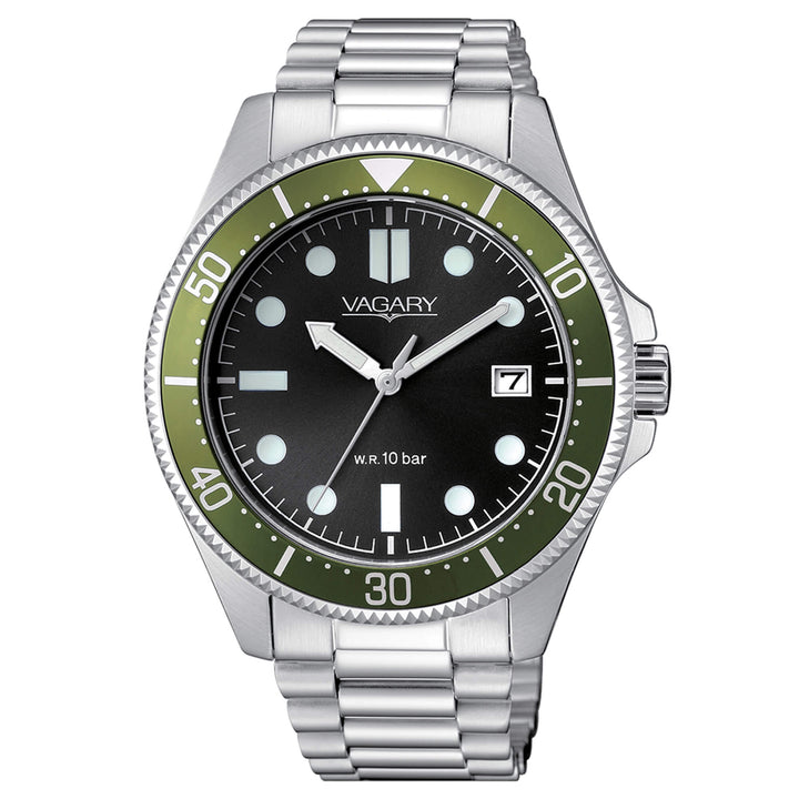 Orologio Uomo Vagary By Citizen Acqua Quarzo Solo Tempo Verde Nero VD5-112-53