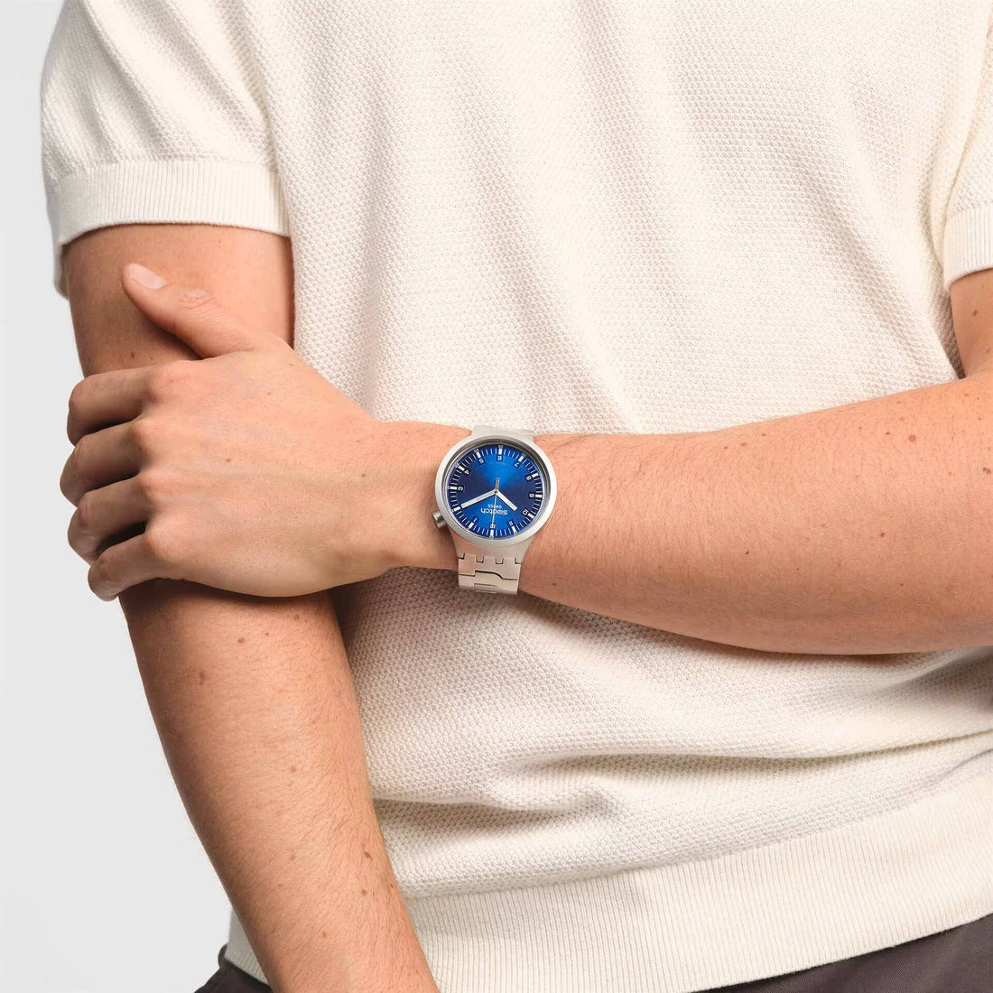 Orologio Unisex Swatch Acciaio Big Bold Indigo Hour Blu Lucido SB07S102G