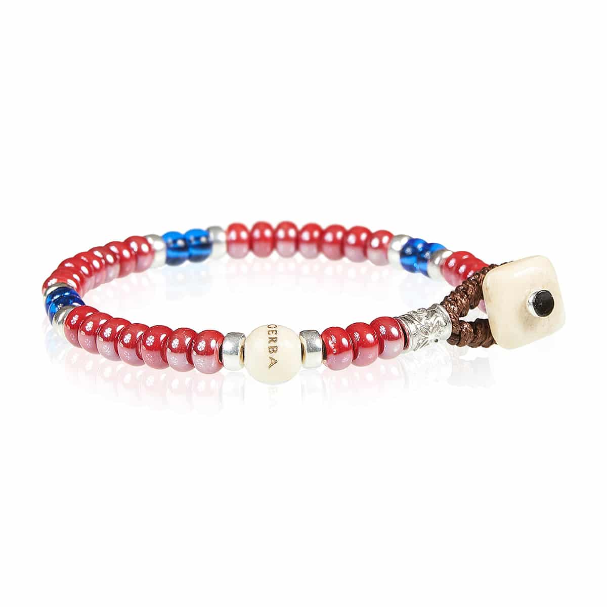 Bracciale Unisex Gerba Argento 925 Pietra Ceramica Rossa Blu Lucida CW06