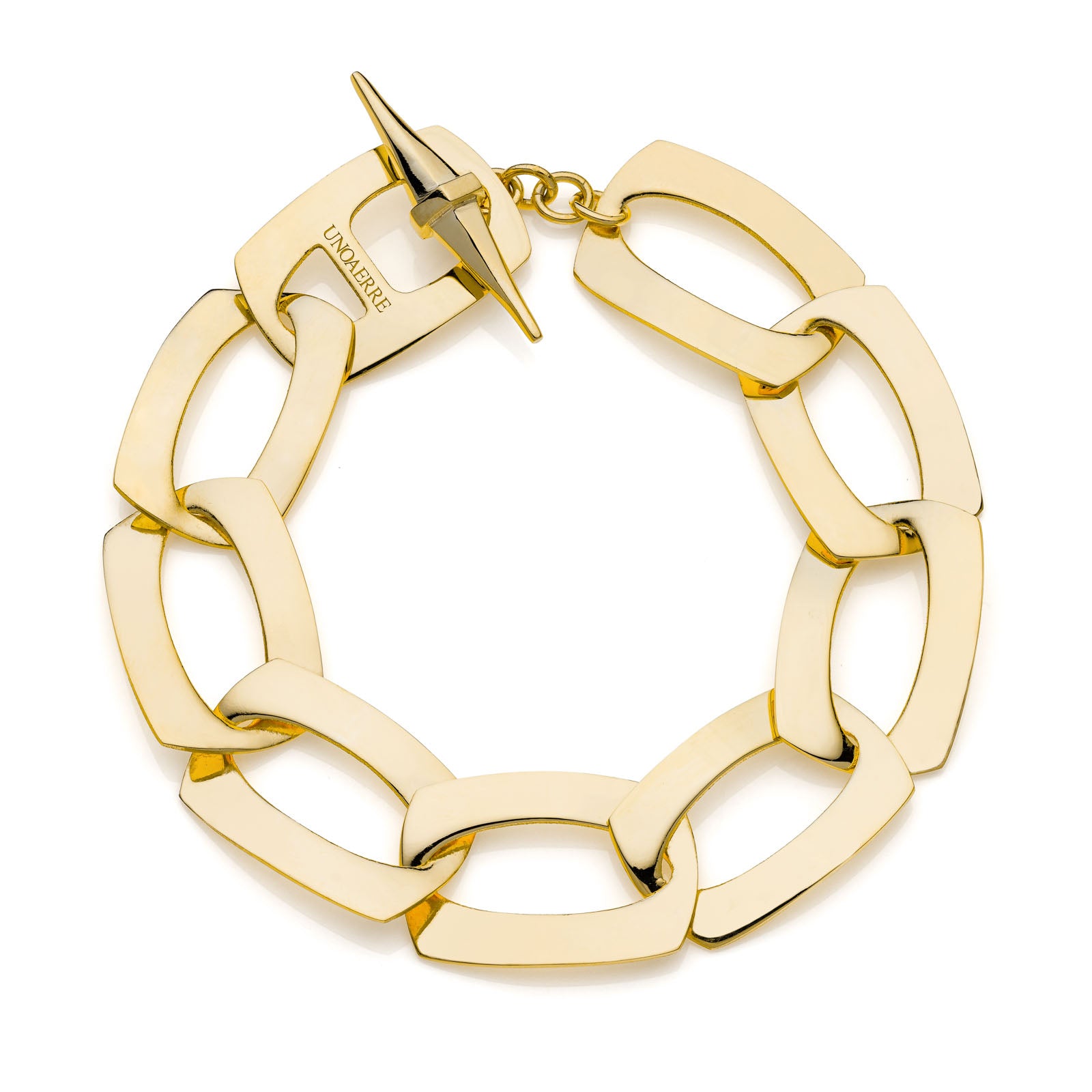 Bracciale Donna Unoaere Bronzo Dorato Catena Schiacciata Dinamica 555876