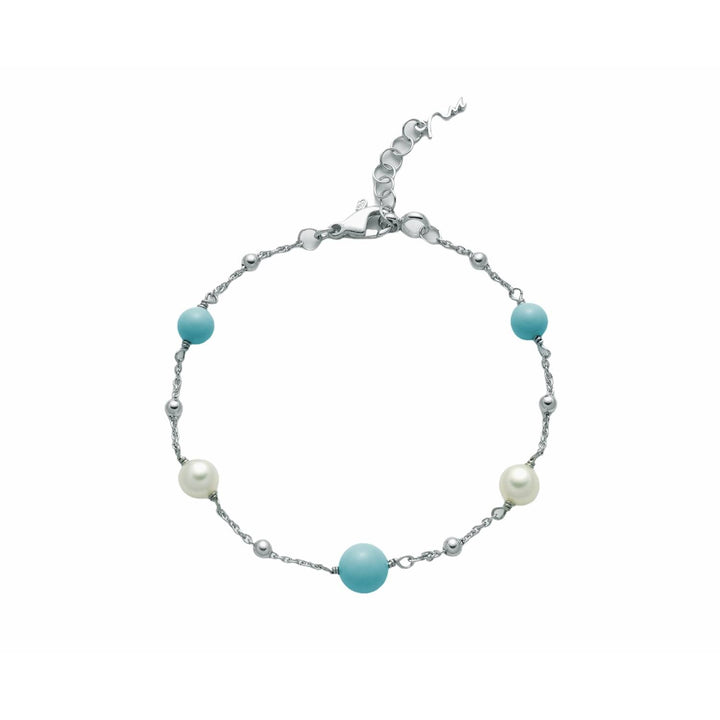 Bracciale Donna Miluna Argento 925 Agglomerato Pasta Di Turchese Perla PBR3016