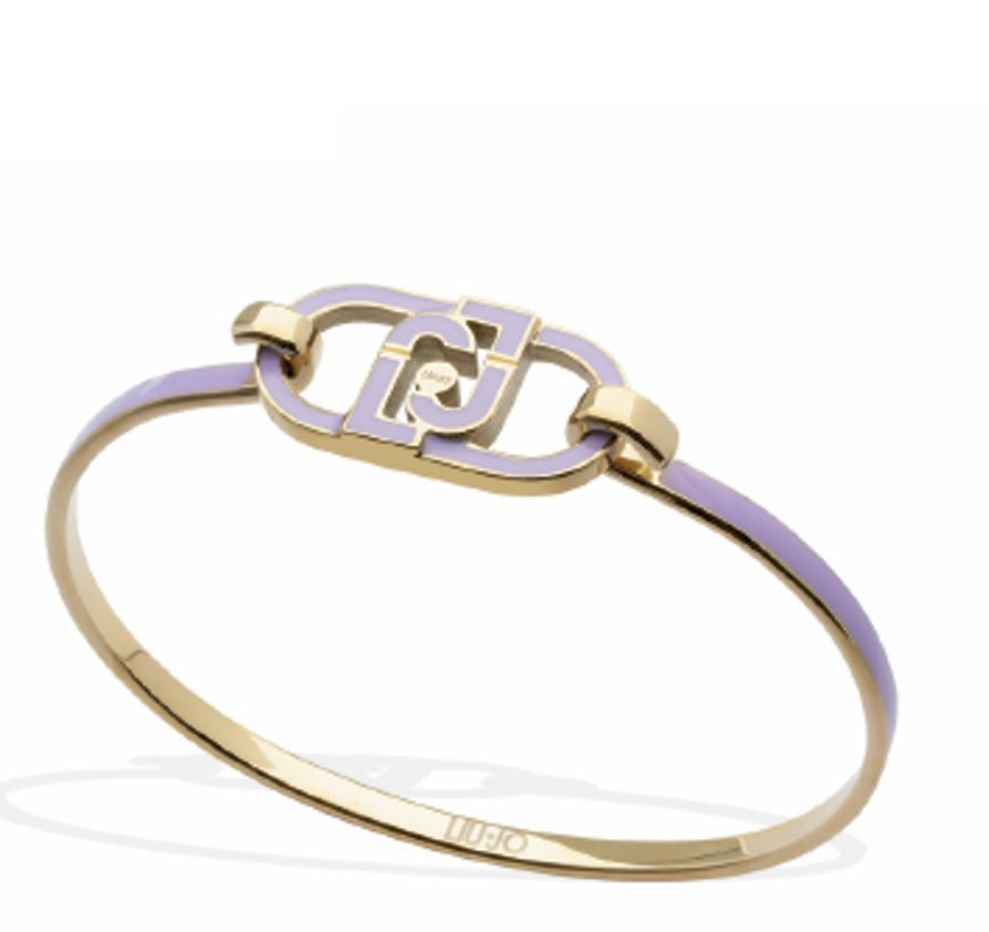 Bracciale Donna Liu Jo Acciaio Dorato Rigido Logato smaltato  LJ2815