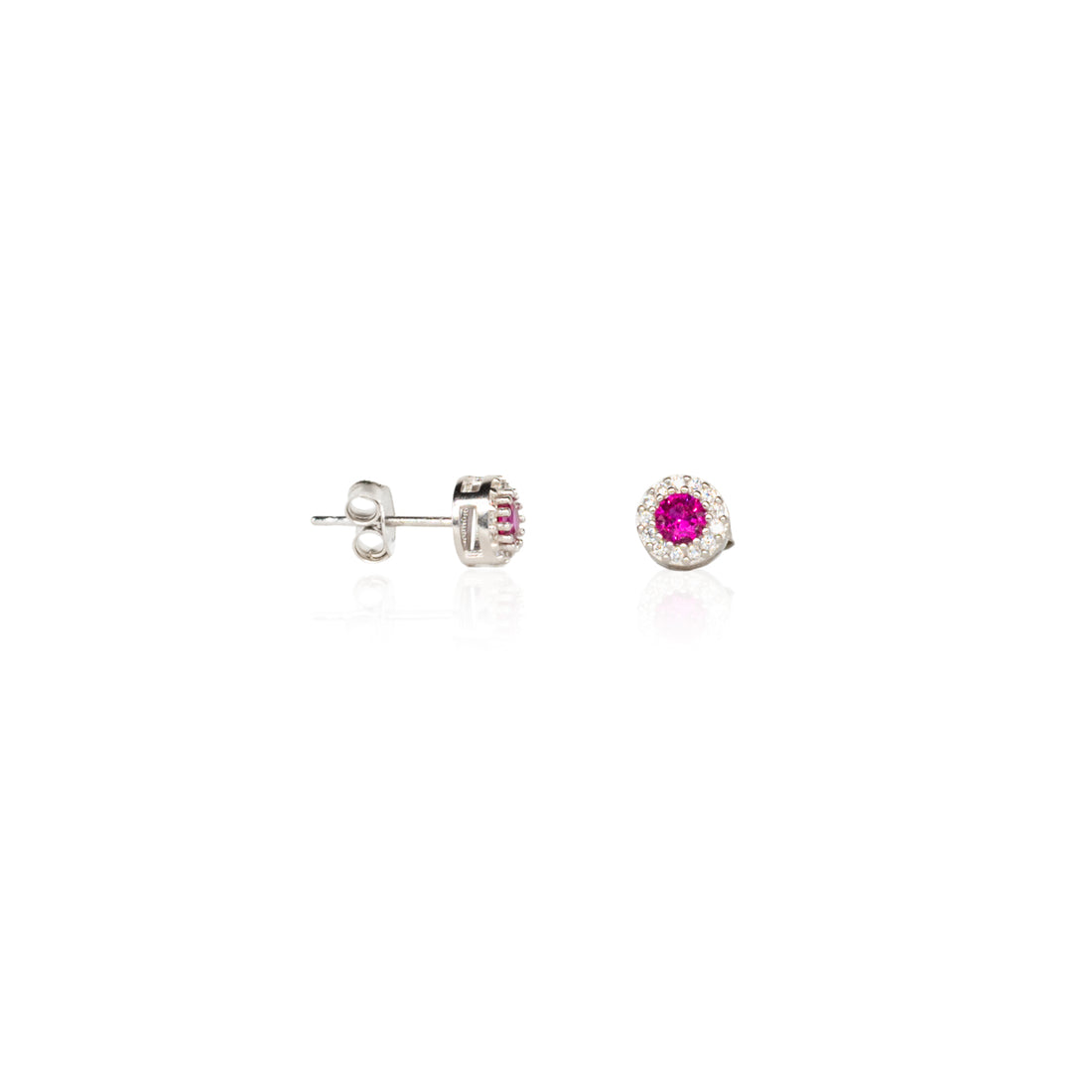 Orecchini Donna Re Mida Argento 925 Con Zirconi Bianchi E Rossi O023