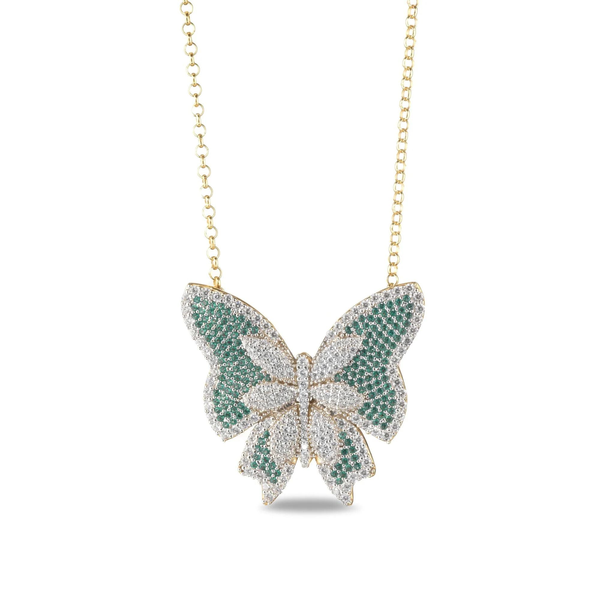 Collana Donna Sogni Argento Dorato 925 Farfalla Paraiba Zirconi Bianchi CL103GP