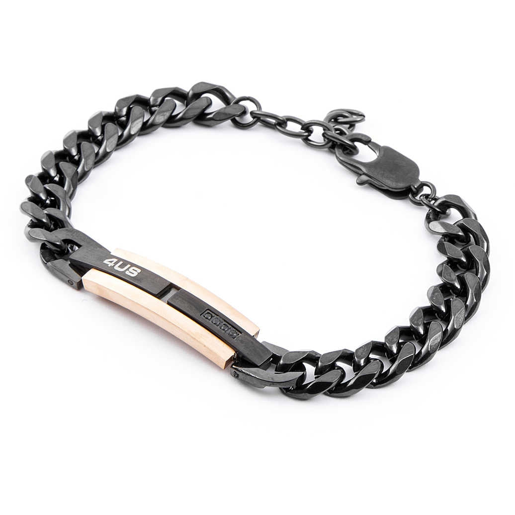 Bracciale Uomo acciaio 4US Cesare Paciotti Tris tessuto Nero 4UBR4101