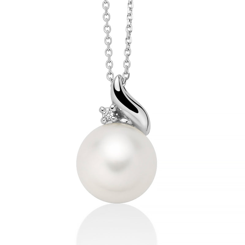 Collana Donna Miluna Girocollo Oro Bianco 750 Perla 8-8,5 mm e Diamanti PCL6556