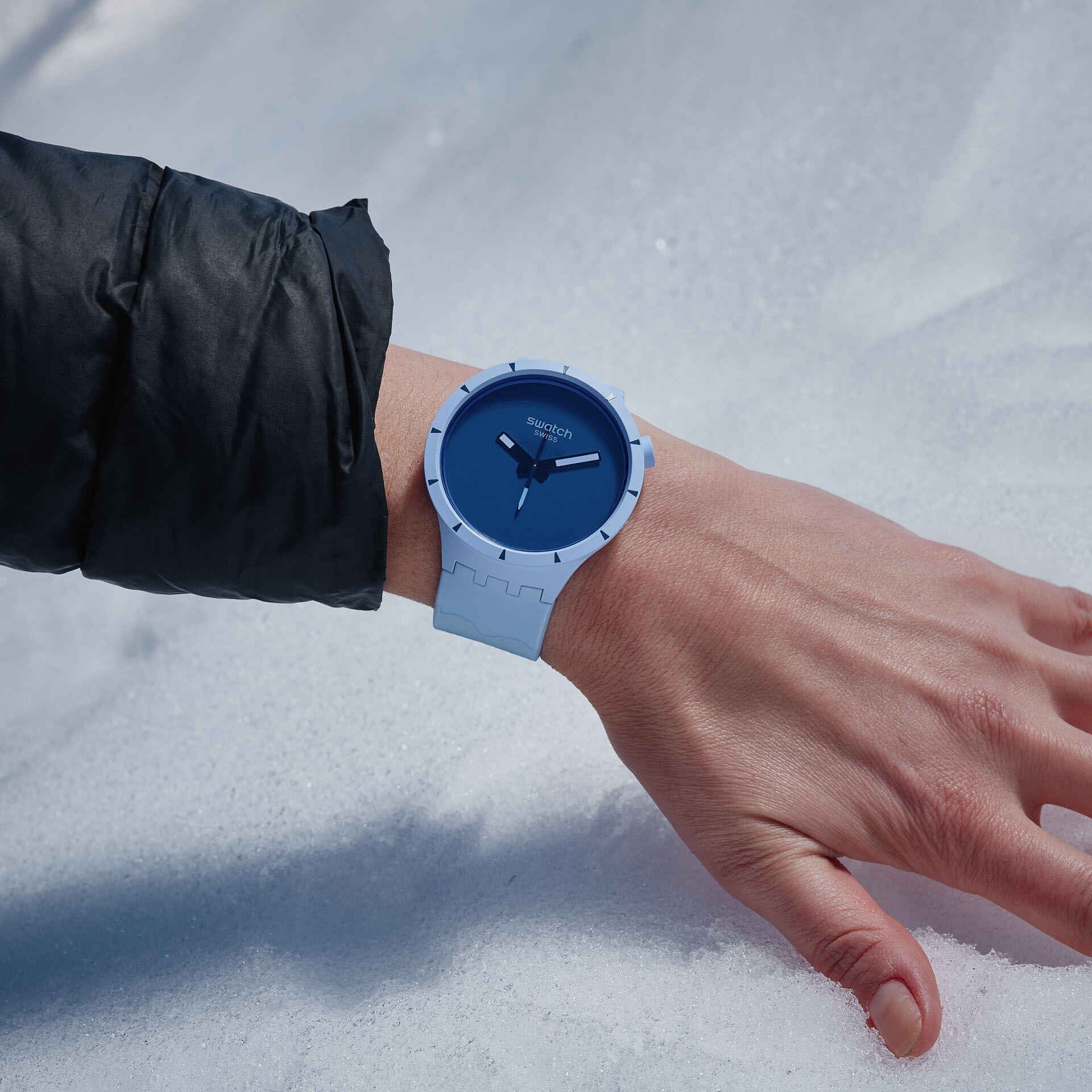 Orologio Uomo Swatch Big Bold Bioceramic Artic Blue Quarzo Solo Tempo SB03N102