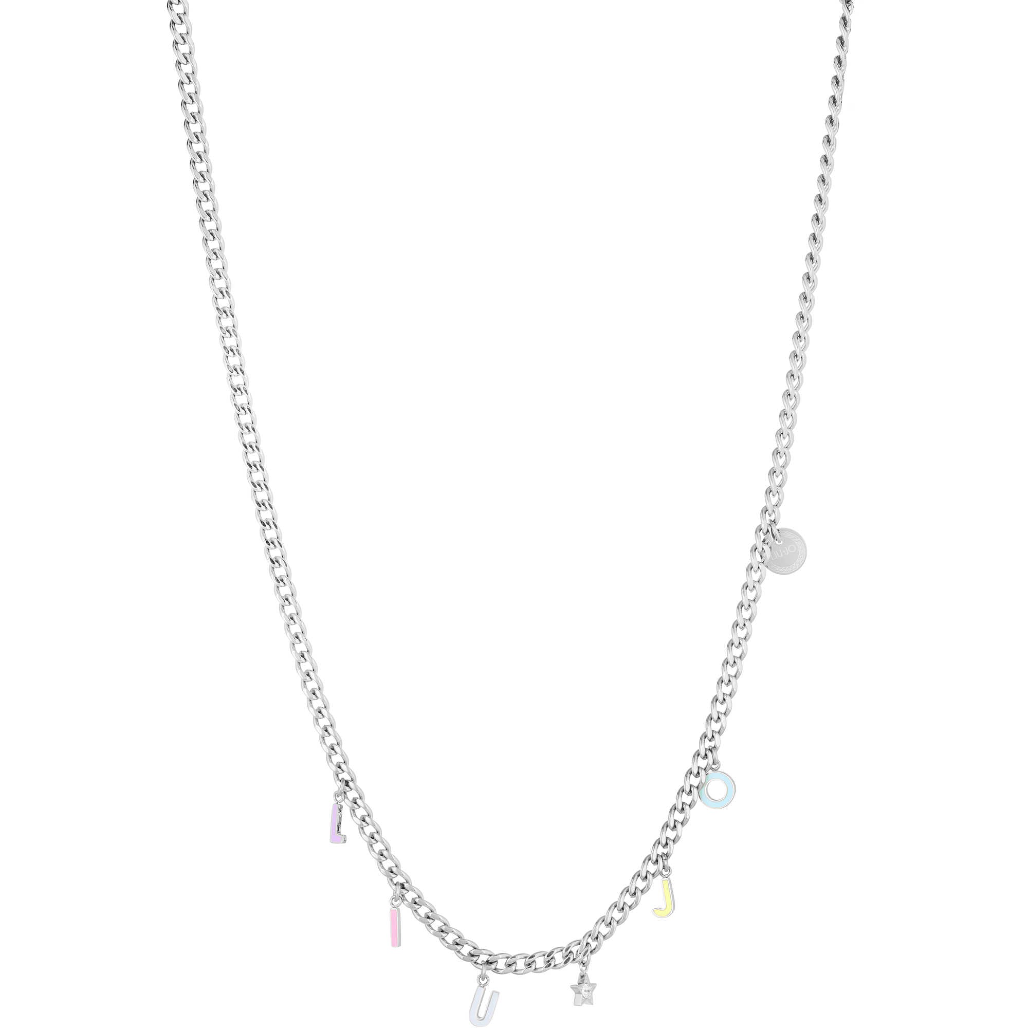 Collana Donna Liu Jo Acciaio Cristalli Bianchi E Turchese LJ1103