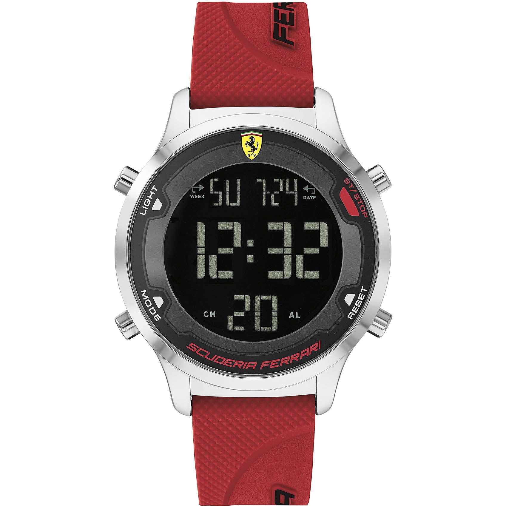 Orologio Uomo Ferrari Digitrack Gomma Rosso Quarzo Solo Tempo Acciaio FER0830757