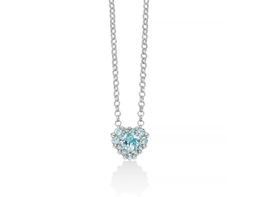 Collana Donna Miluna Gemma Del Cielo Argento 925 Topazio Azzurro Cuore CLD4804