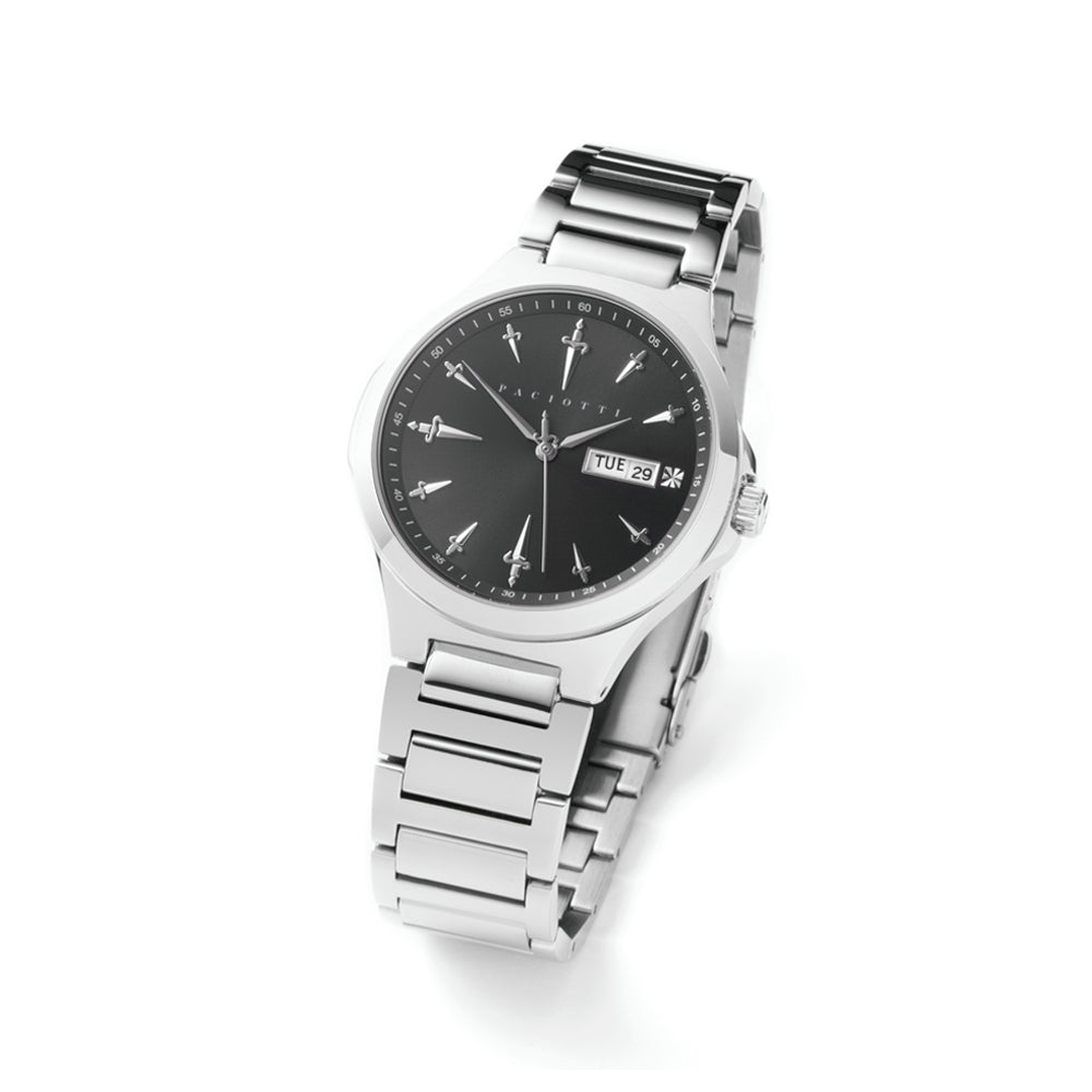 Orologio Uomo Cesare Paciotti Quarzo Solo Tempo Doppia Data Nero Spadino TSST216