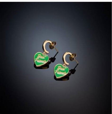 Orecchini Donna Chiara Ferragni Acciaio semicerchio con cuore pendente verde