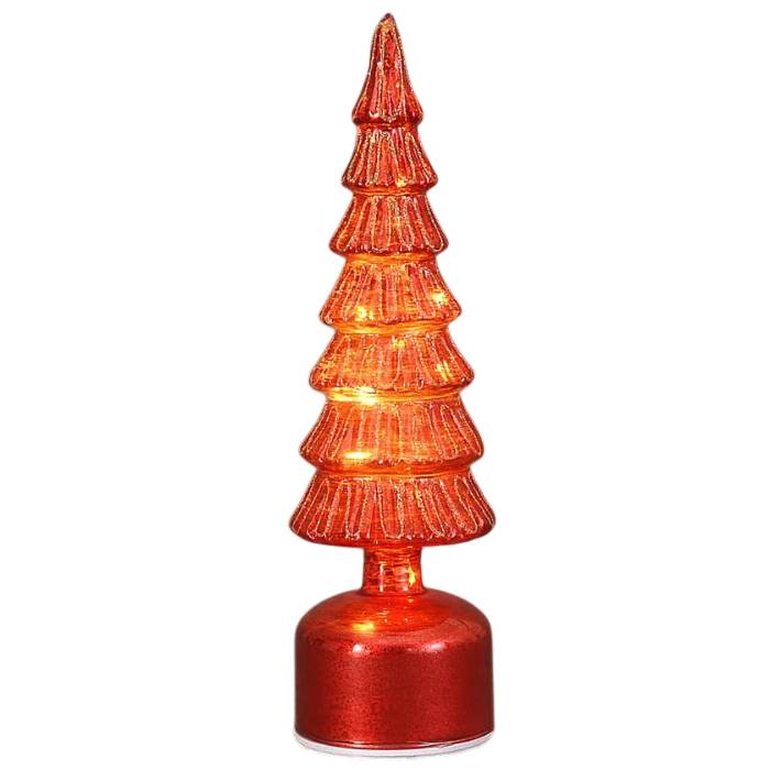 Scultura Vetur Vetro Albero Rosso Luce 35 cm 21815