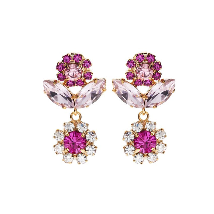 Orecchini Donna Ottaviani Bronzo Rosè A Lobo Zirconi Bianchi Rosa Fiore 500646O