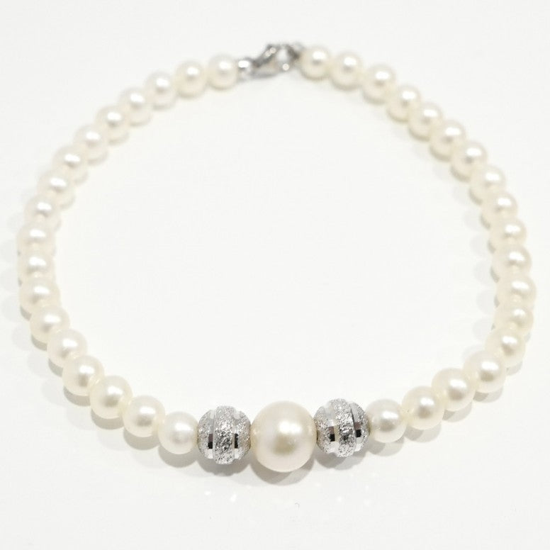 Bracciale Donna Miluna Perle Con 2 Inserti In Oro Bianco 375 PBR3106X