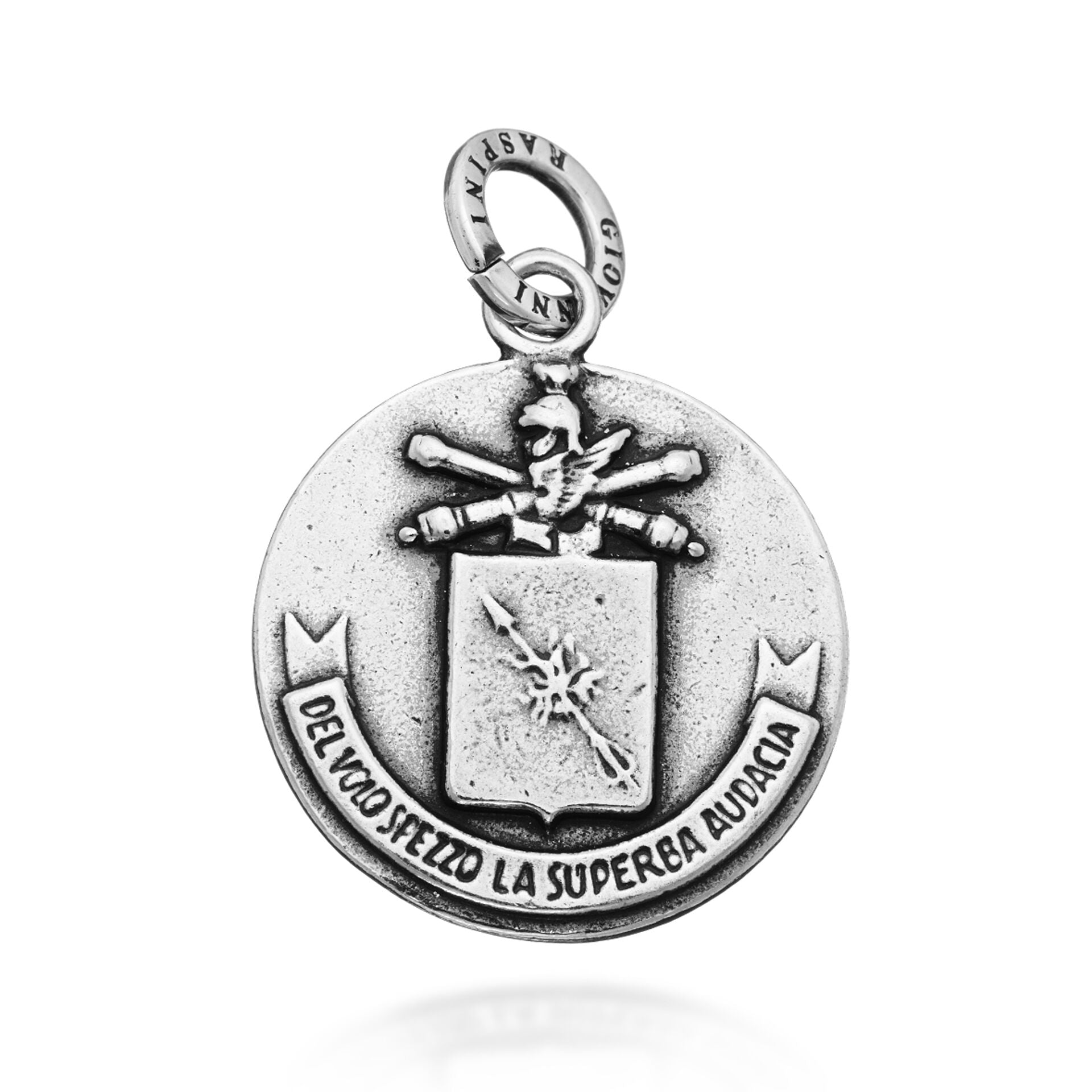 Charm Unisex Giovanni Raspini Argento 925 Medaglia Medusa Contraerea Fatto A Mano 06901
