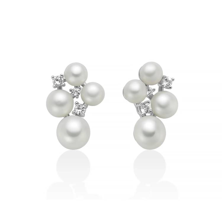Orecchini Donna Miluna Andromeda Argento 925 Perle Topazi Bianchi PER2893