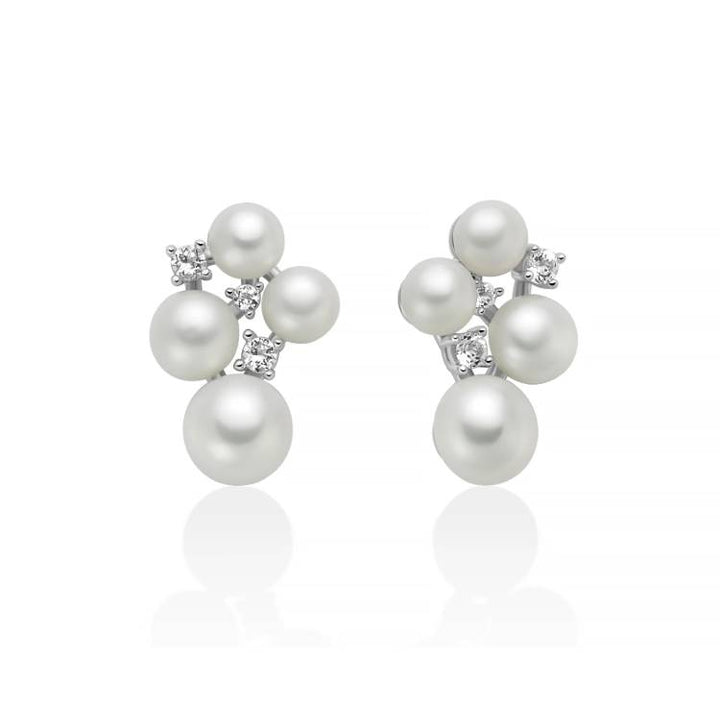 Orecchini Donna Miluna Andromeda Argento 925 Perle Topazi Bianchi PER2893
