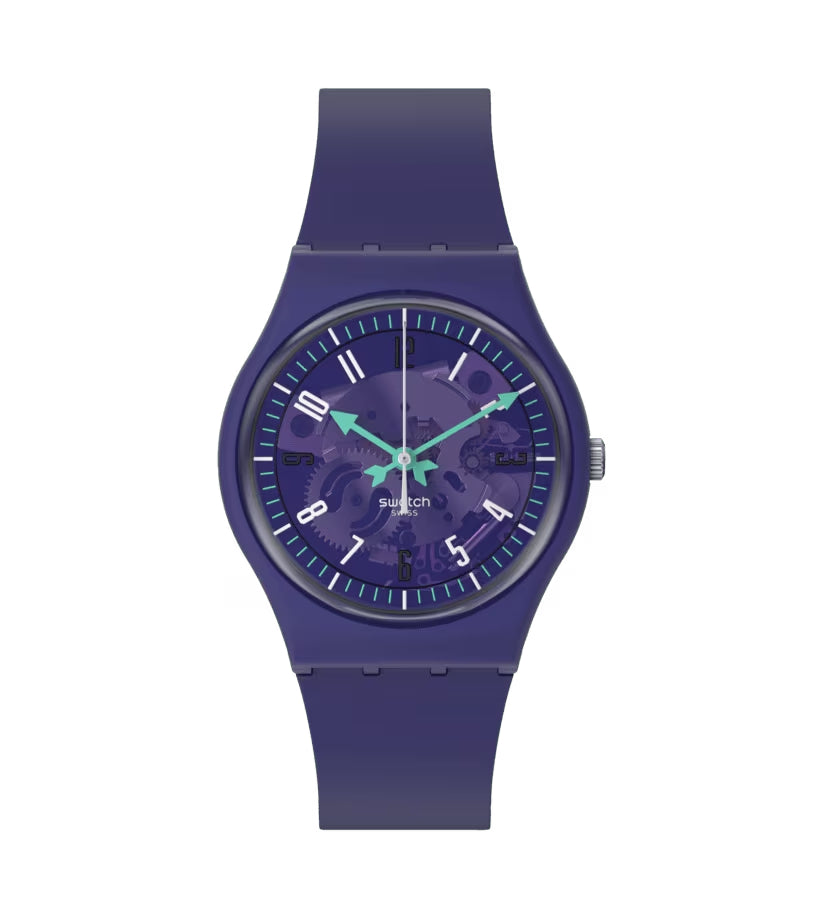Orologio Donna Swatch Quarzo Solo Tempo Viola Scheletrato SO28V102