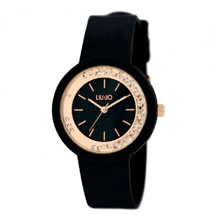 Orologio Donna Bambina Liu Jo Quarzo Solo Tempo Dorato Dancing Gomma Nero TLJ2201