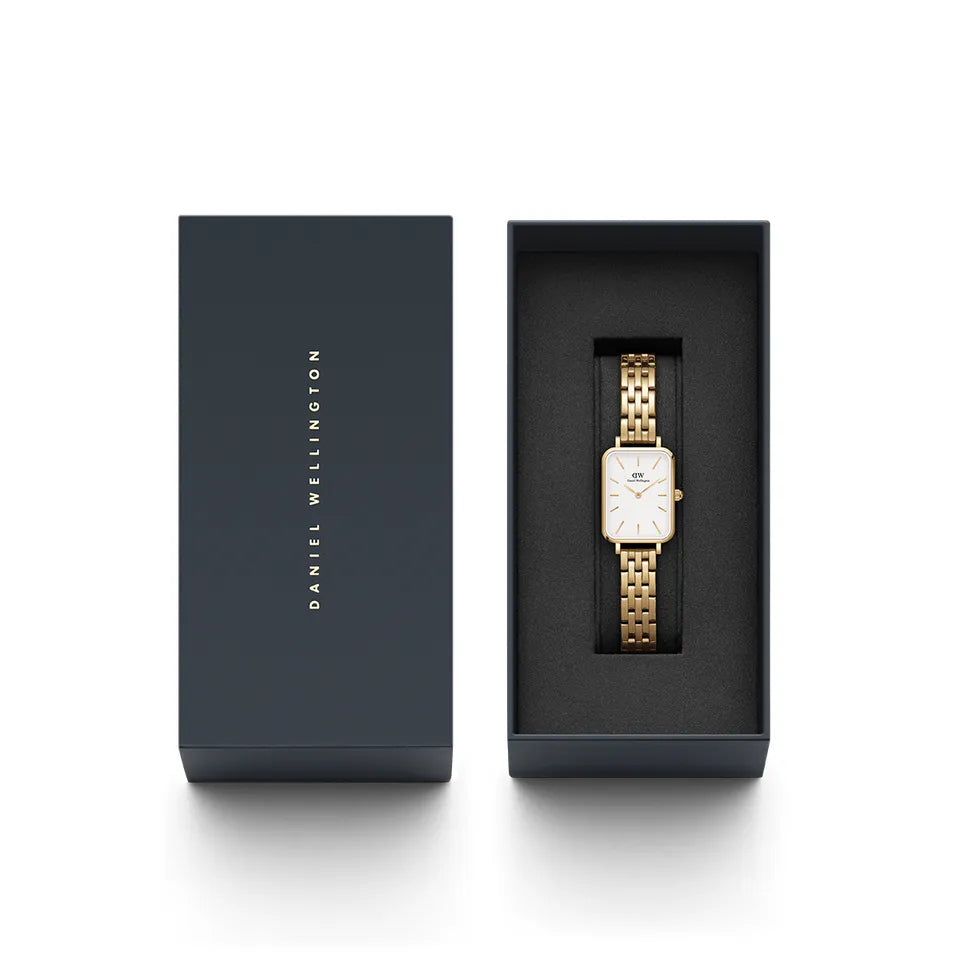 Orologio Donna Daniel Wellington Quadro Acciaio Dorato 5-Link Bianco DW00100622
