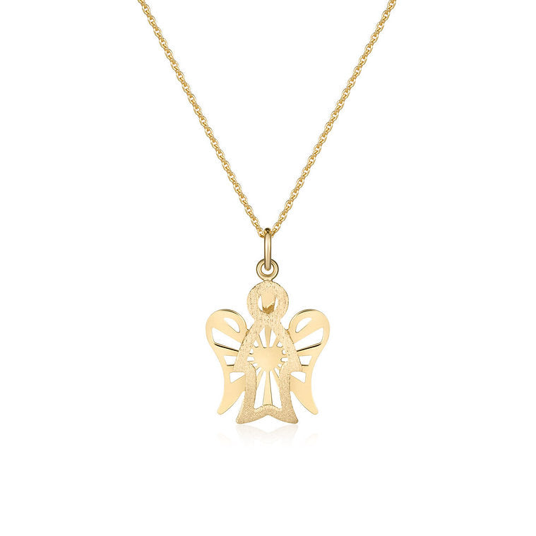 Collana Donna Oro 9 ck con Angelo oro giallo satinato NKT394
