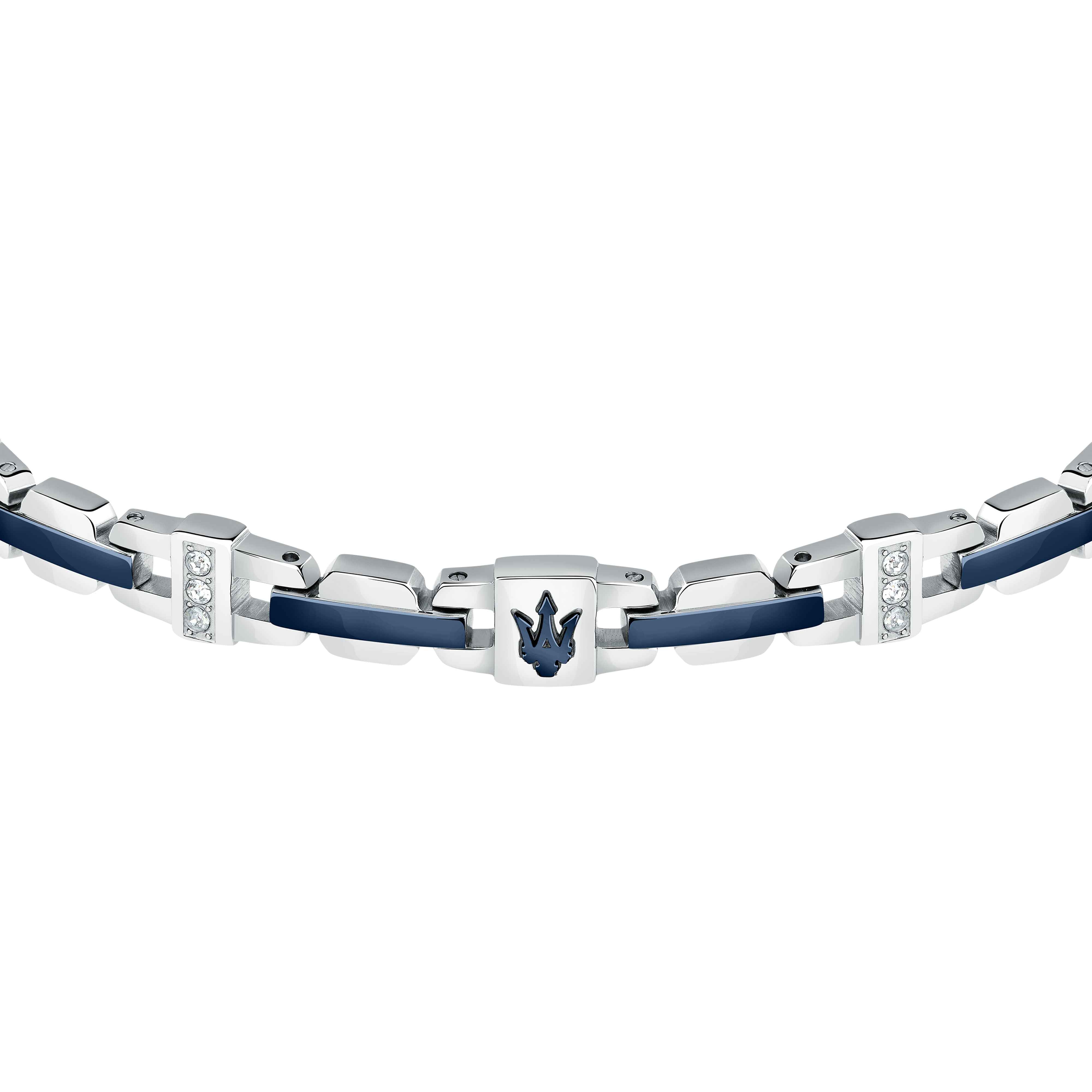 Bracciale Uomo Maserati Acciaio Ceramica Blu Zirconi Bianchi JM523AVD32
