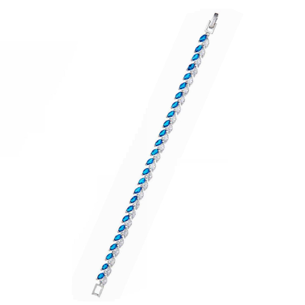 Bracciale Donna Ottaviani Bronzo Argentato Tennis Zirconi Blu Bianco 500902B