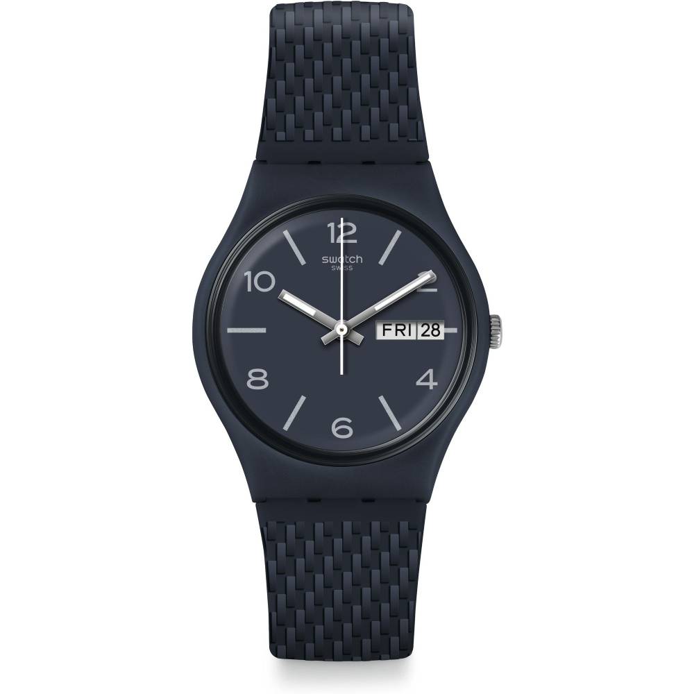 Orologio Unisex Bambino Swatch Laserata Quarzo Doppia Data Blu GN725