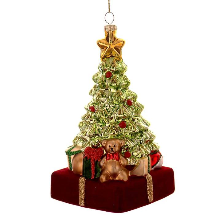 Scultura Vetur Vetro Albero Di Natale Regali Orsetto 17 cm 20590