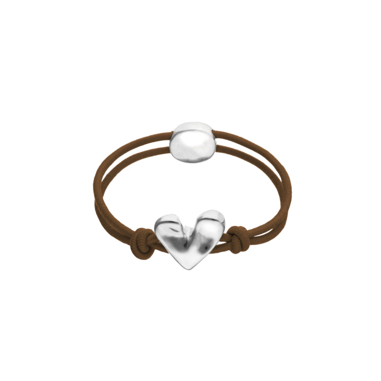 Bracciale Donna Uno De 50 Filo Elastico Marrone Cuore Placcato Argento PUL2641MARMTL0M
