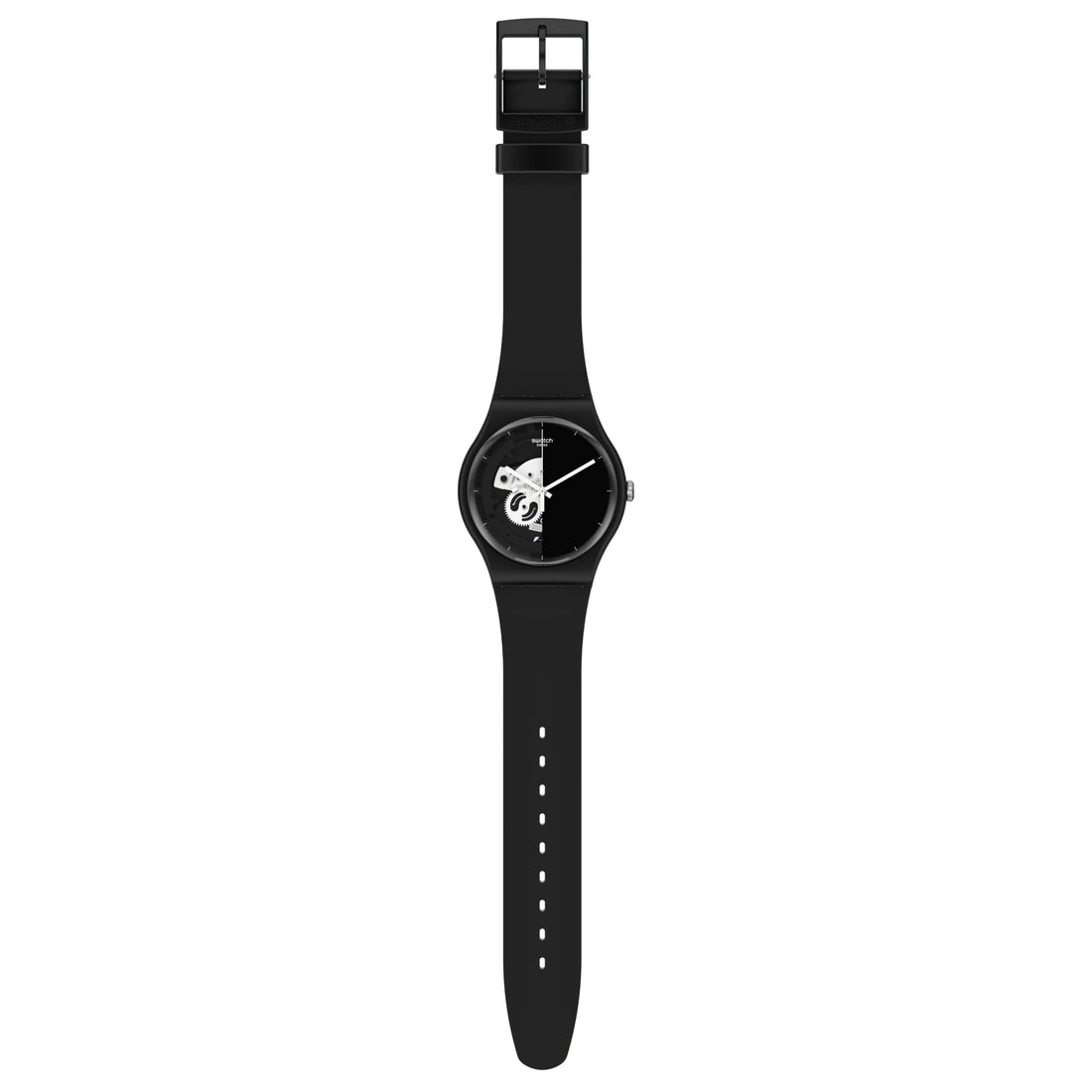 Orologio Uomo Swatch Quarzo Solo Tempo Bioceramic Nero Scheletrato SO32B107