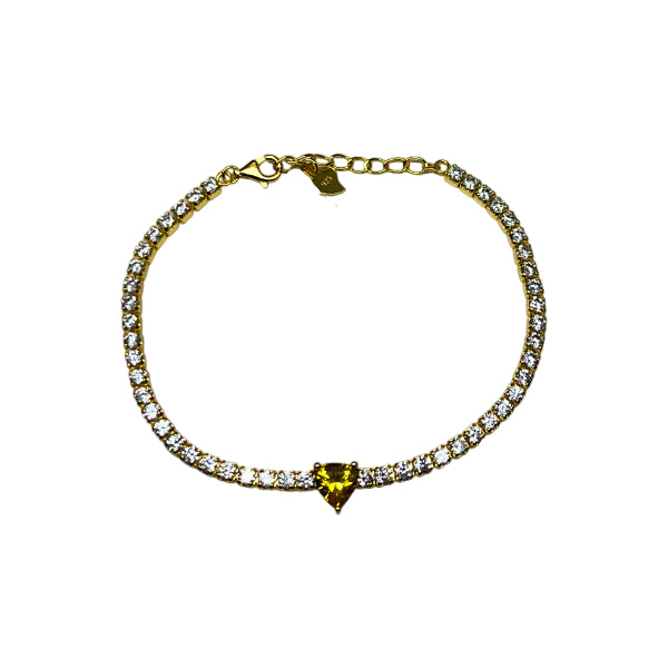 Bracciale Donna Re Mida Tennis Argento Dorato 925 Zirconi Cuore Giallo BR DJV-14