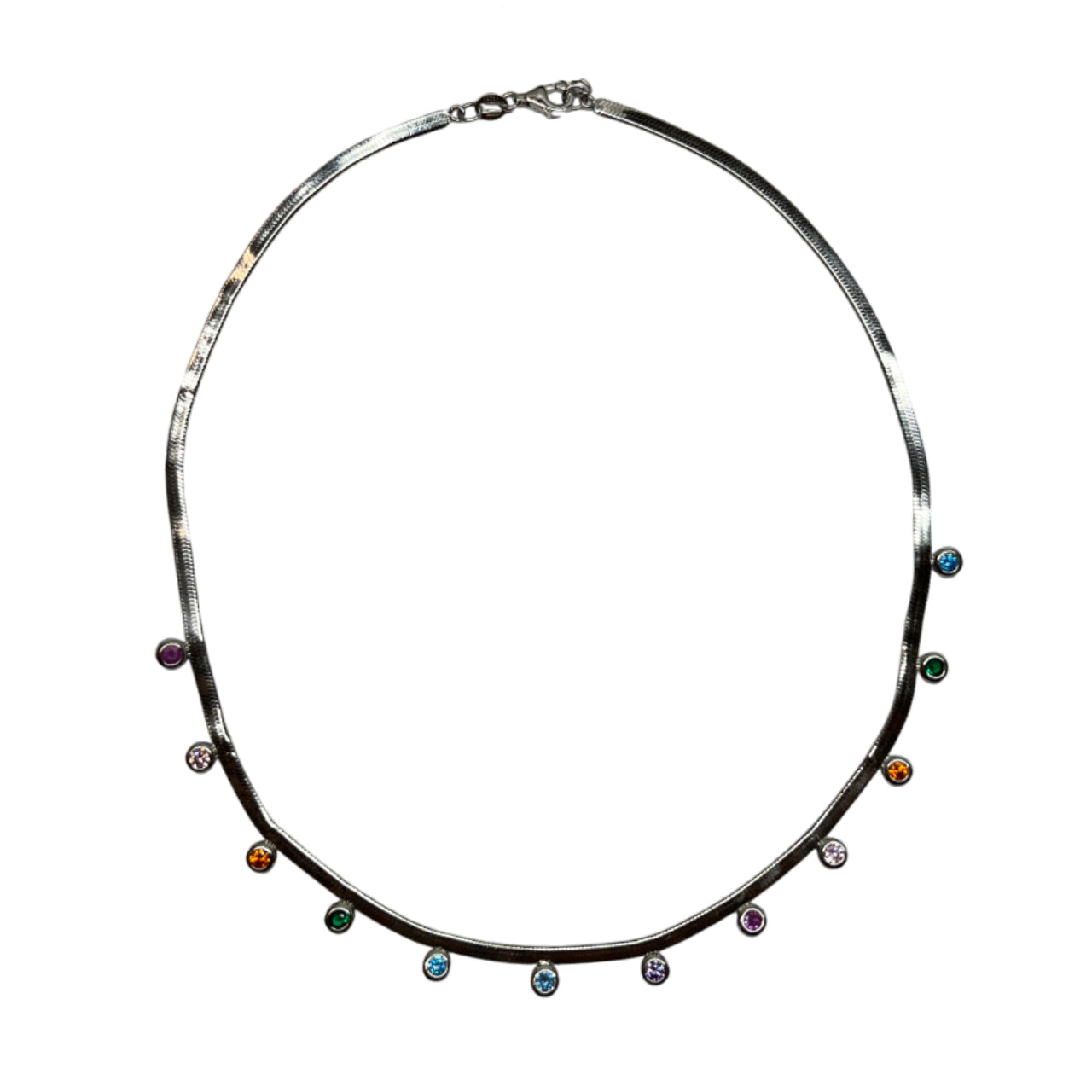 Collana Donna Re Mida Snake Argento Zirconi Colorati Choker-2