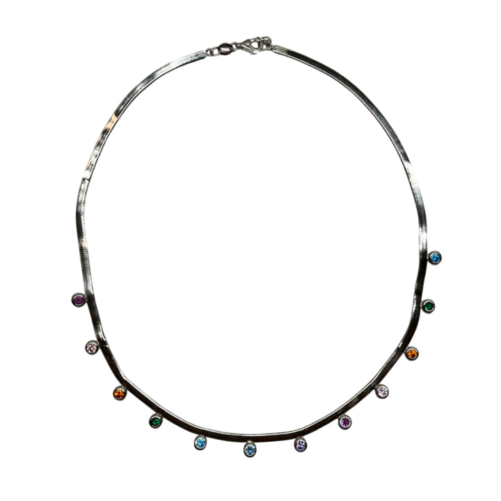 Collana Donna Re Mida Snake Argento Zirconi Colorati Choker-2