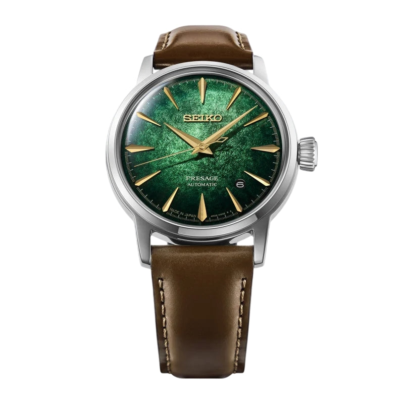 Orologio Uomo Seiko Presage Verde Mint Mist Cocktail Time Pelle HCB002J1