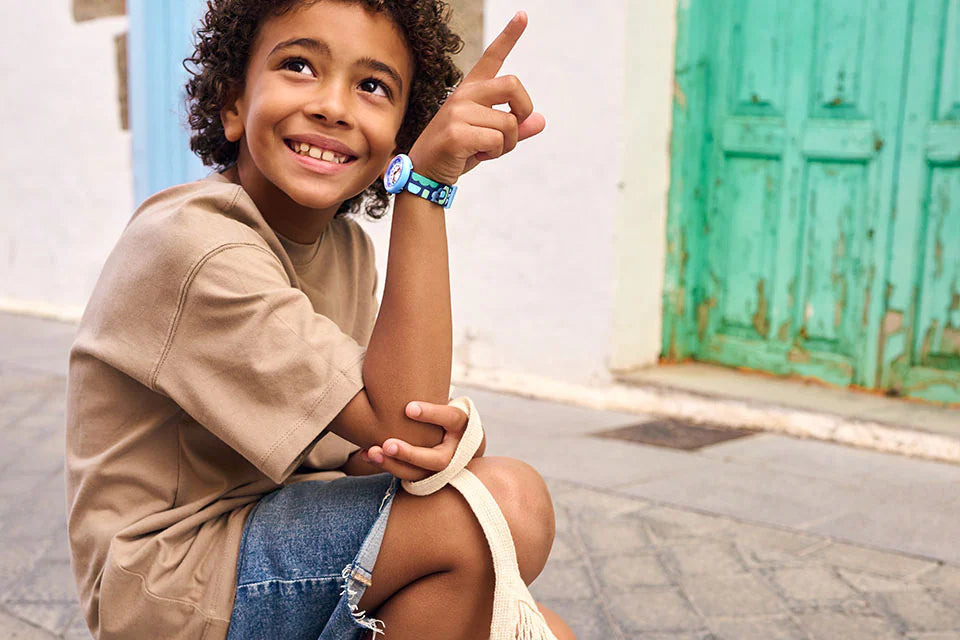 Orologio Bambino Swatch Flik Flak Smiling Clouds Blu Verde ZFBNP227