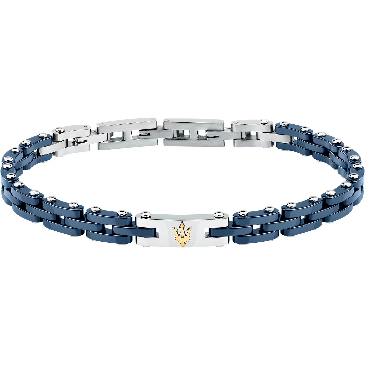 Bracciale Uomo Maserati Acciaio Semirigido Ceramica Blu JM425ATZ65