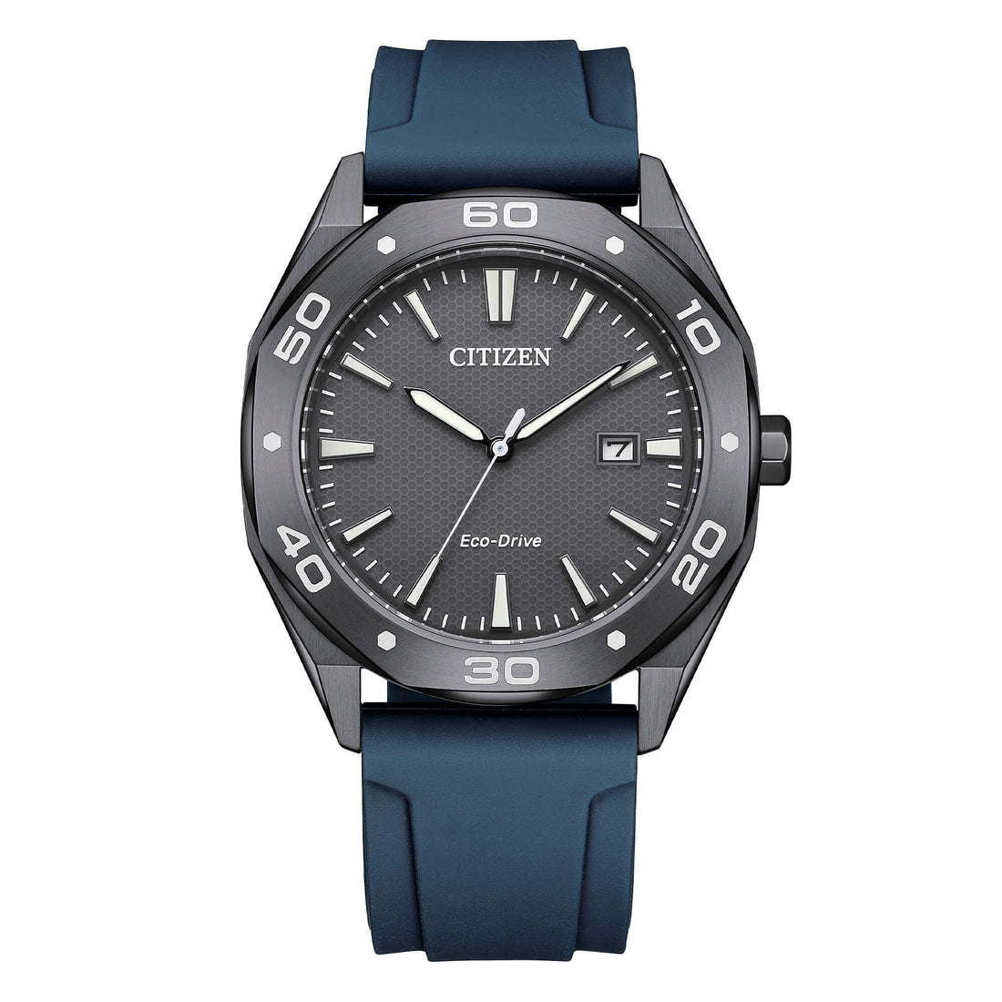Orologio Uomo Citizen Blu Eco-Drive Solo Tempo Acciaio Gomma Data BM7638-02H