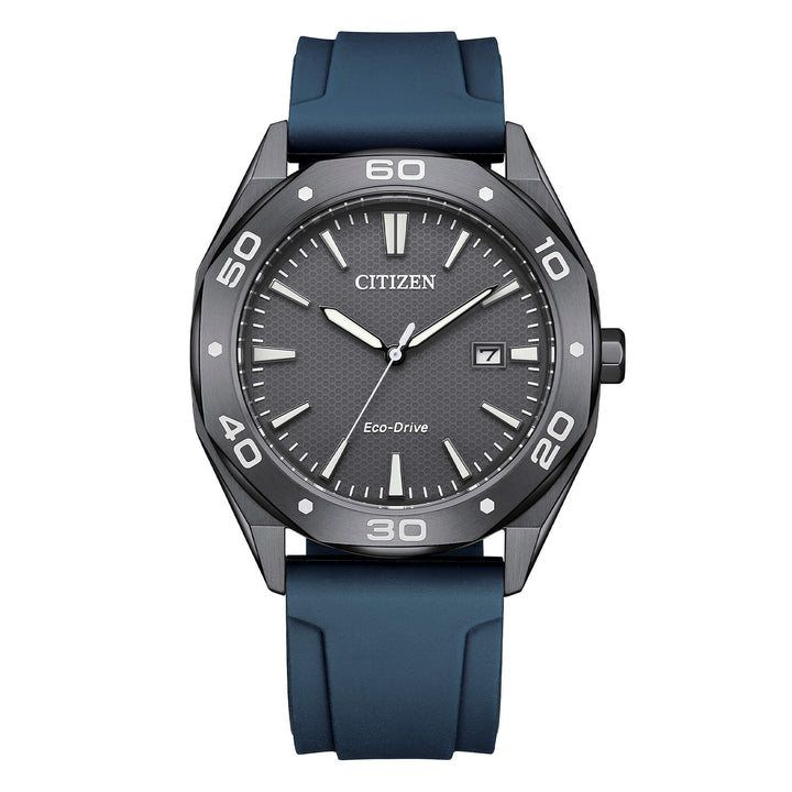 Orologio Uomo Citizen Blu Eco-Drive Solo Tempo Acciaio Gomma Data BM7638-02H