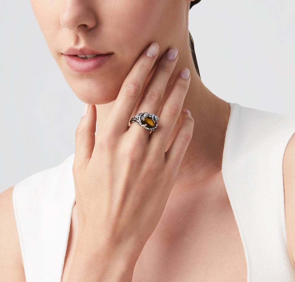 Anello Donna Giovanni Raspini Argento 925 Leopardo Citrino 12073/14