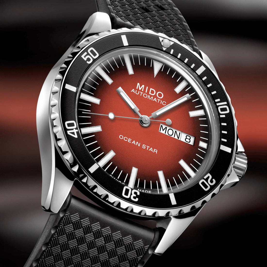 Orologio Uomo Mido Automatico Acciaio Gomma Rosso M0268301742100