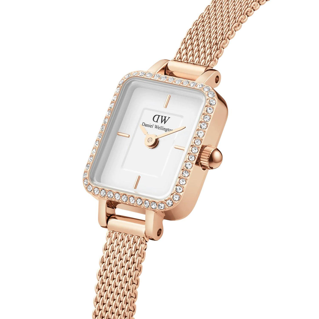 Orologio Donna Daniel Wellington Quadro Mini Acciaio Rosè Zirconi Bianchi DW00100731