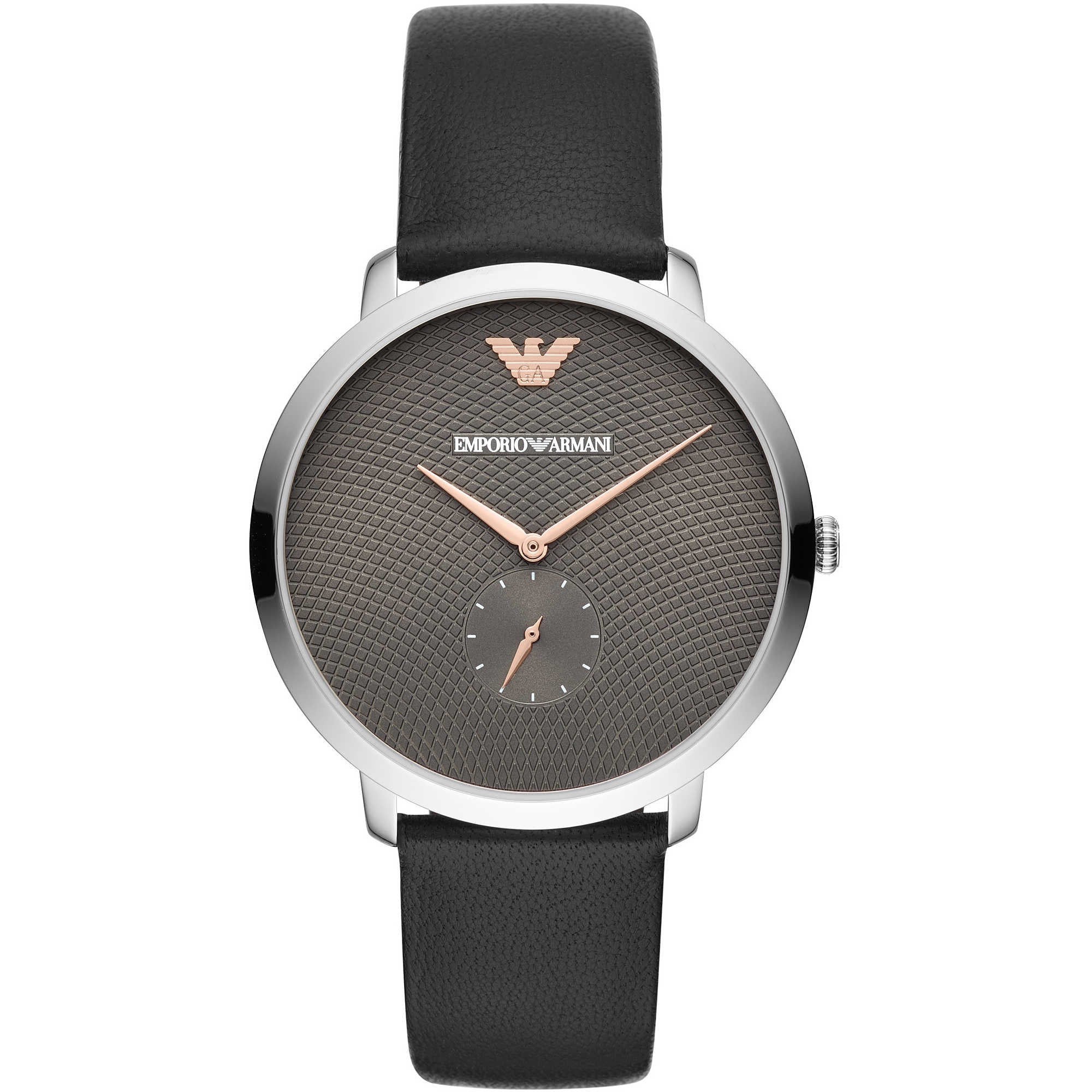 Orologio Uomo Emporio Armani Classic Cinturino Pelle Nero Fondo Grigio AR11162l
