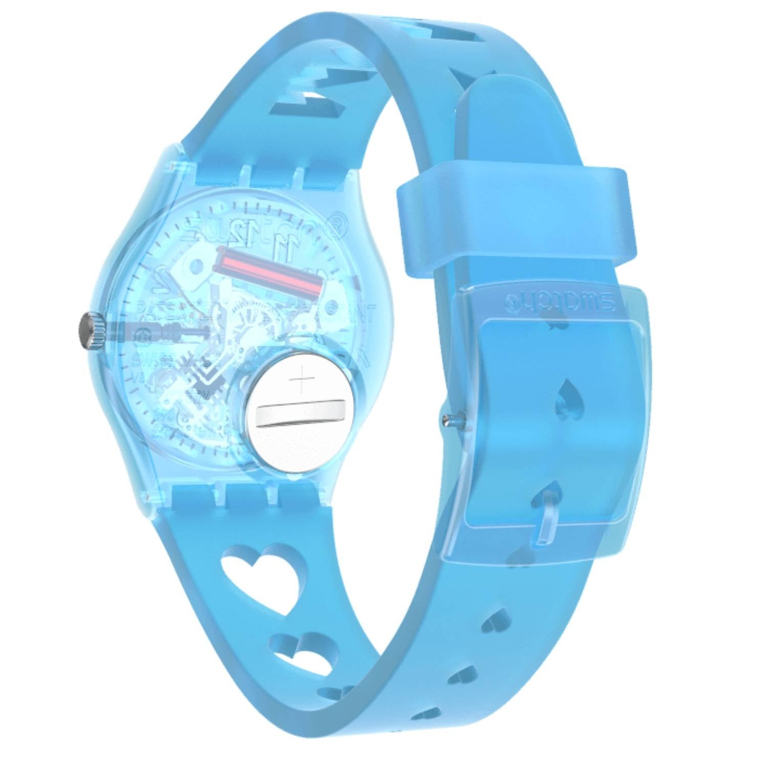 Orologio Donna Gomma Swatch Quarzo Solo Tempo Numeri I Love Mom Blu GZ353