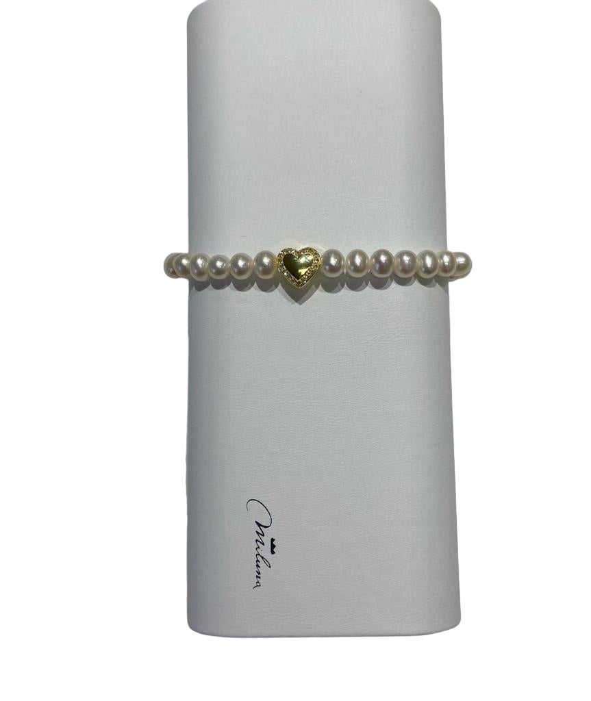 Bracciale Donna Miluna Argento 925 Miss Italia Perle Bianche Cuore PBR3505G-TPZ