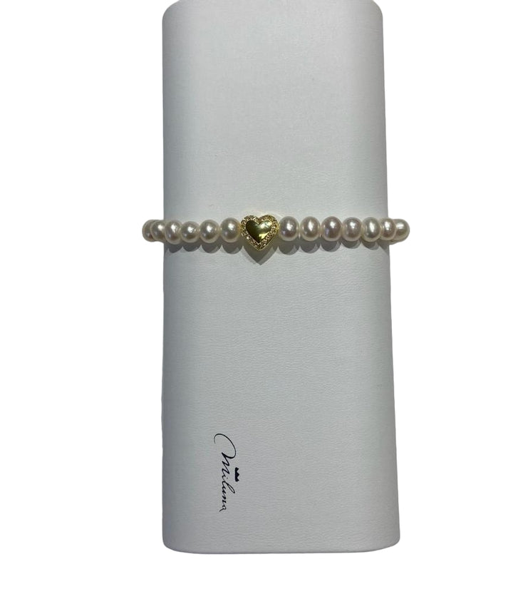 Bracciale Donna Miluna Argento 925 Miss Italia Perle Bianche Cuore PBR3505G-TPZ