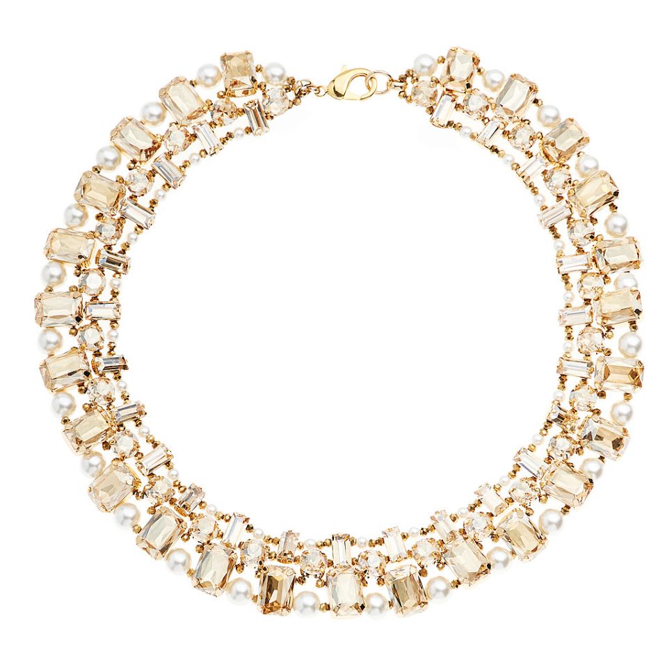 Collana Donna Ottaviani Semirigida Perle Zirconi Colorati Bronzo Dorato 500639C